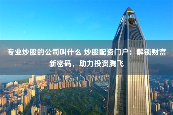 专业炒股的公司叫什么 炒股配资门户：解锁财富新密码，助力投资腾飞