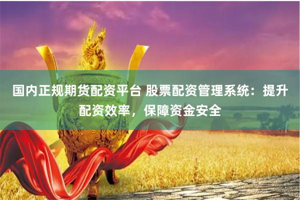 国内正规期货配资平台 股票配资管理系统：提升配资效率，保障资金安全